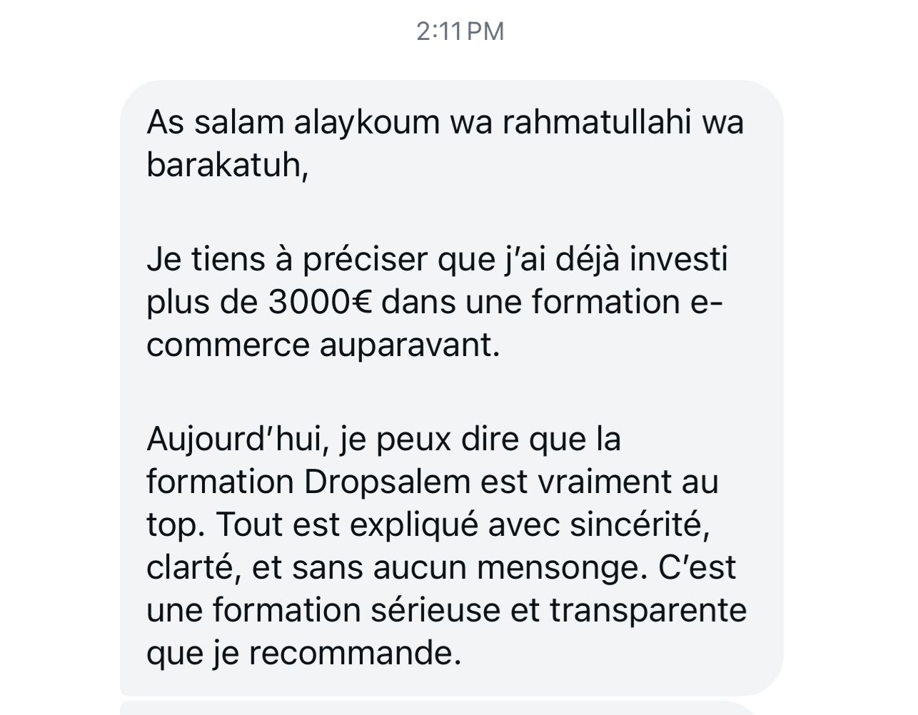 Retour élève Drop Salam 6